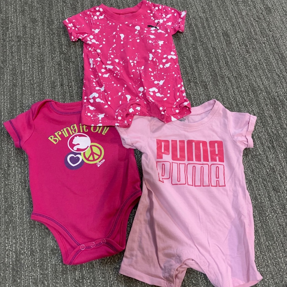 Puma Onesie and Two Shortalls Size 3-6 Months